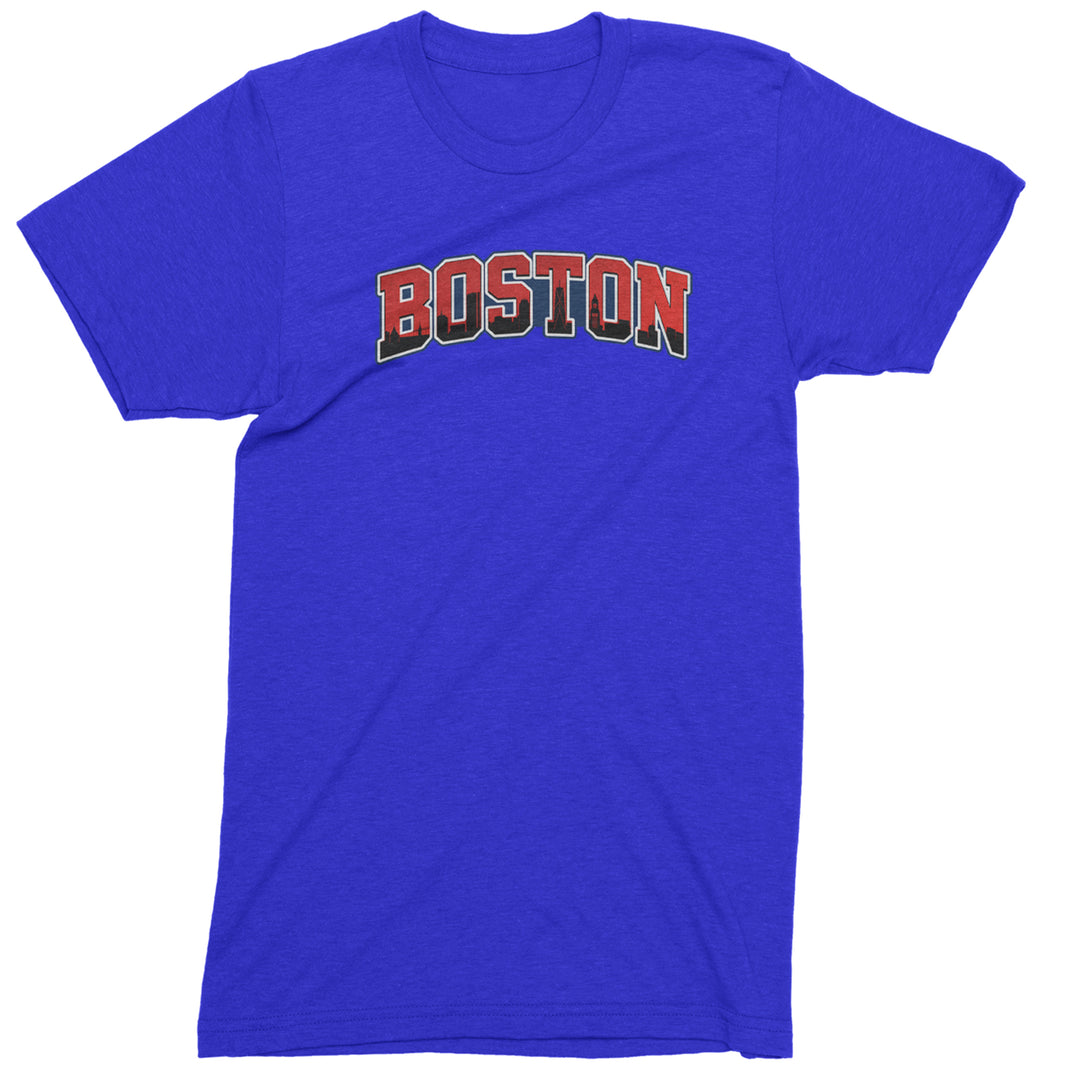 Boston City Pride Skyline Mens T-shirt Royal Blue