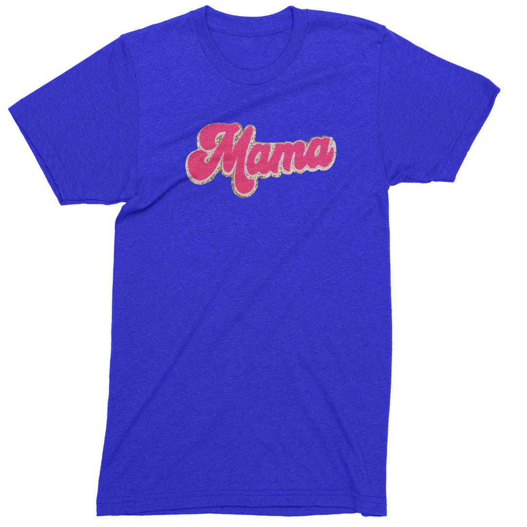 Mama Hot Pink Glitter Chenille Patch Men's T-shirt Royal Blue