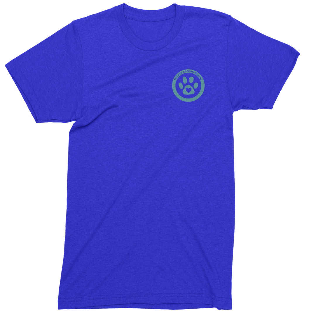 TLC To Love a Canine Dog Rescue Teal Mens T-shirt Royal Blue