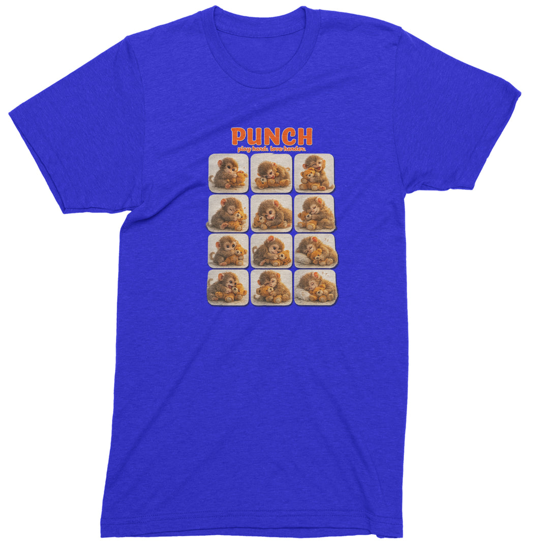 Punch Play Hard Love Harder Mens T-shirt Royal Blue