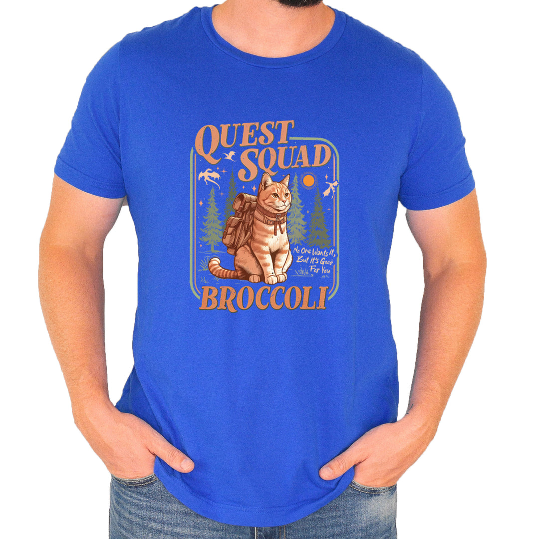 Quest Squad Broccoli Cat Fantasy Reader  Mens T-shirt Royal Blue