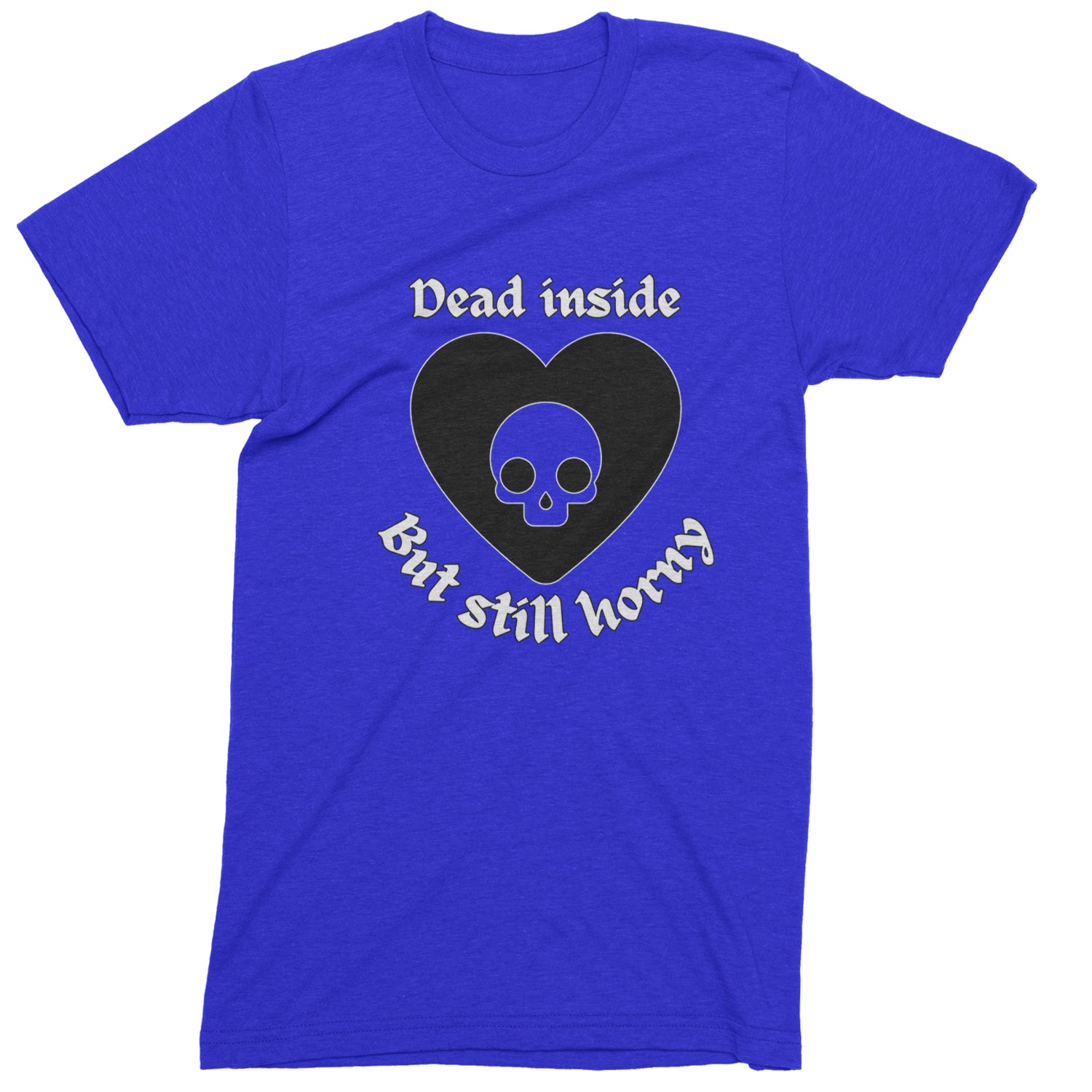 Dead Inside But Still Horny Skull Romantasy Youth-Sized Hoodie Royal Blue