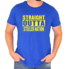 Straight Outta Steeler Nation Football  Mens T-shirt Royal Blue