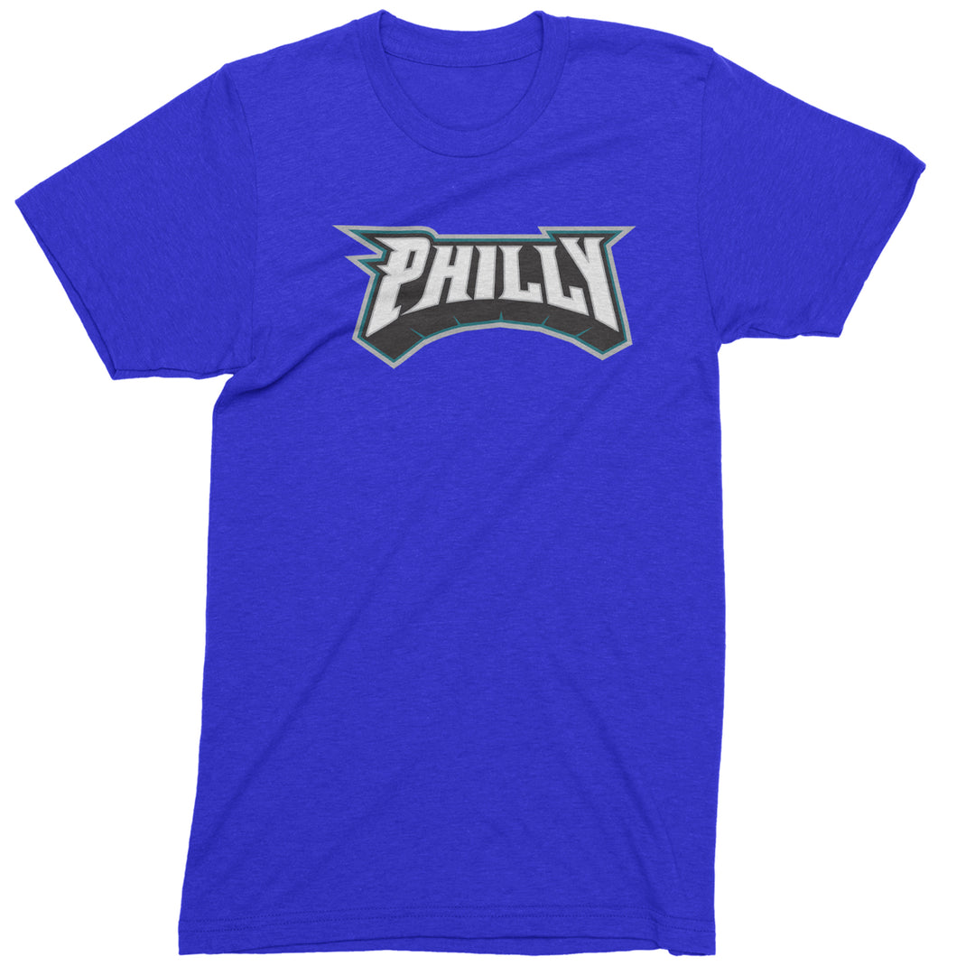 Philly Bold Block Throwback Mens T-shirt Royal Blue