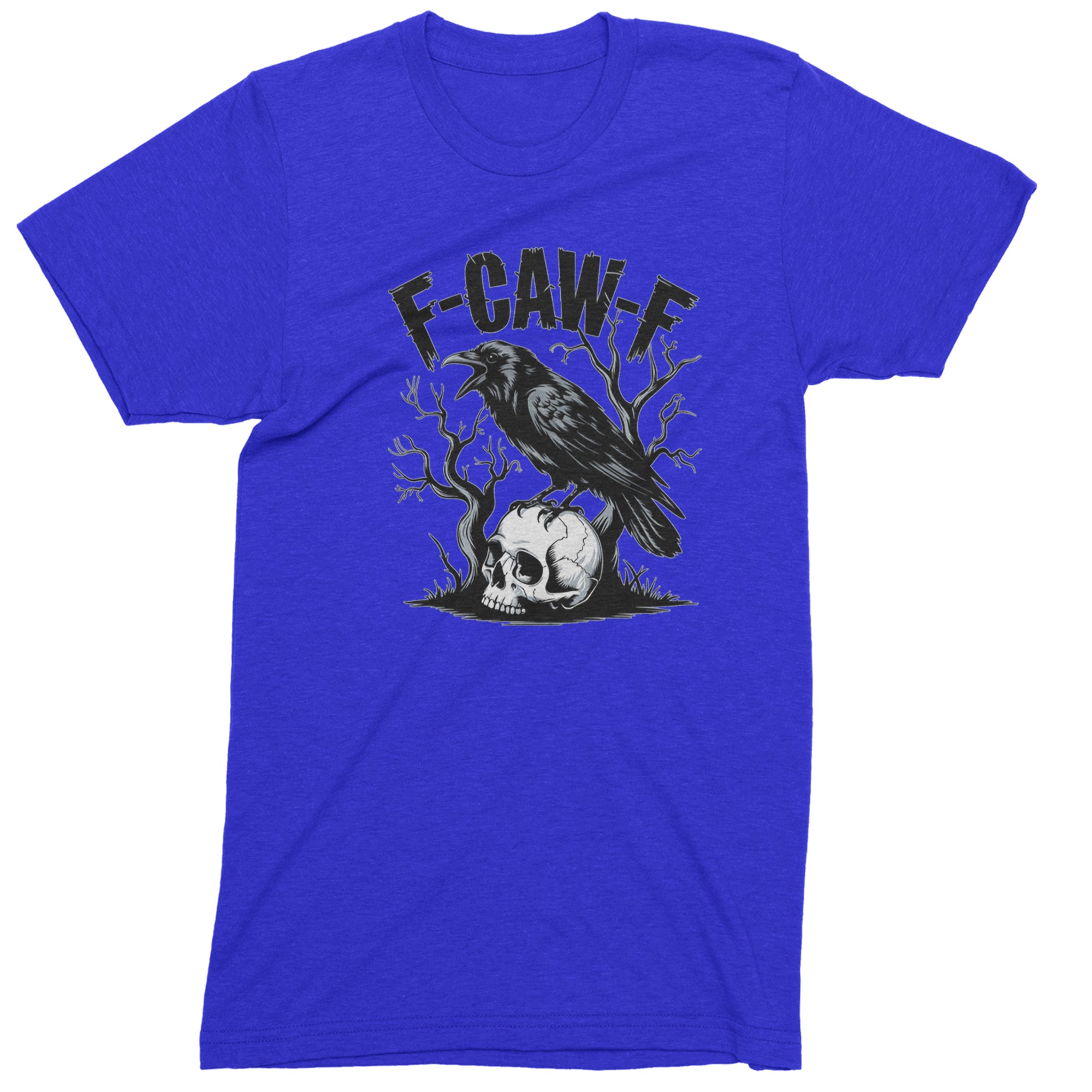 F-Caw-F Crow On Skull F-ck Off Gothic Men's T-shirt Royal Blue
