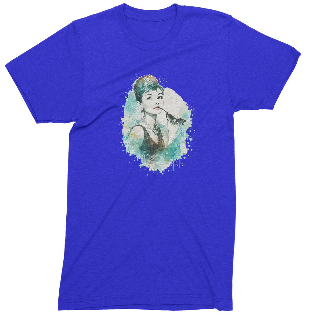 Mrs. Herpburn Iconic Watercolors Mens T-shirt Royal Blue