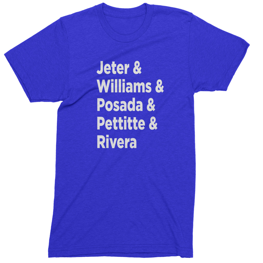 Jeter & Williams & Posada & Pettitte & Rivera Mens T-shirt Royal Blue