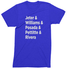 Jeter & Williams & Posada & Pettitte & Rivera Mens T-shirt Royal Blue