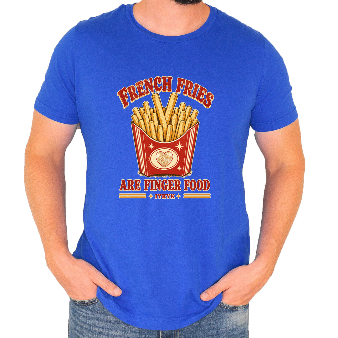 French Fries Are Finger Food IYKYK Mens T-shirt Royal Blue