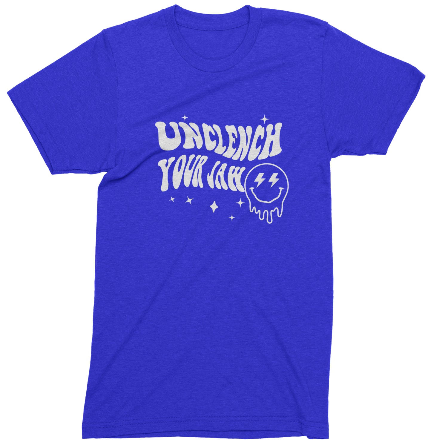 Unclench Your Jaw Festival Rave EDM Mens T-shirt Royal Blue