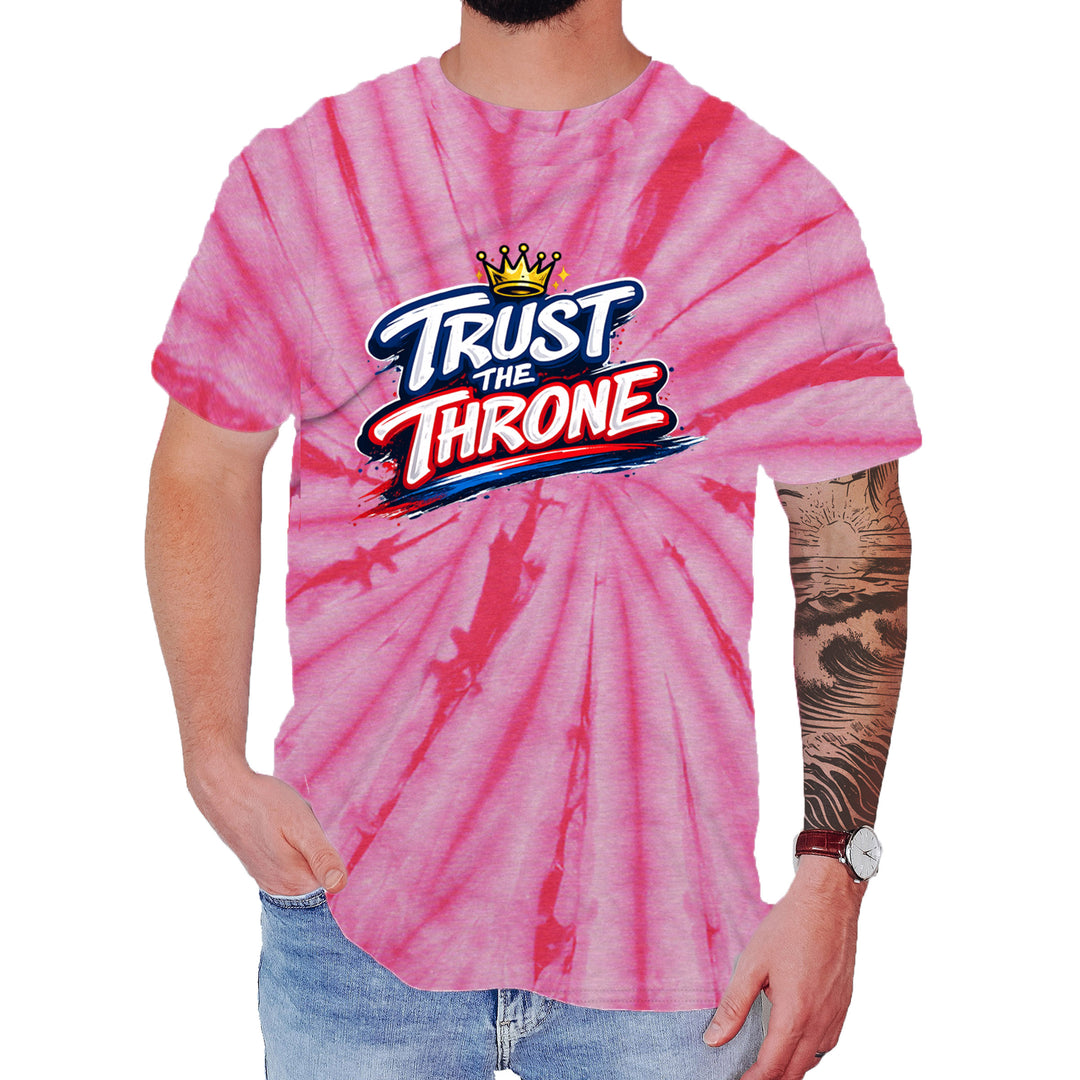 Trust The Throne Crown Philly Hoops Mens T-shirt Tie-Dye Spider Pink
