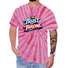 Trust The Throne Crown Philly Hoops Mens T-shirt Tie-Dye Spider Pink
