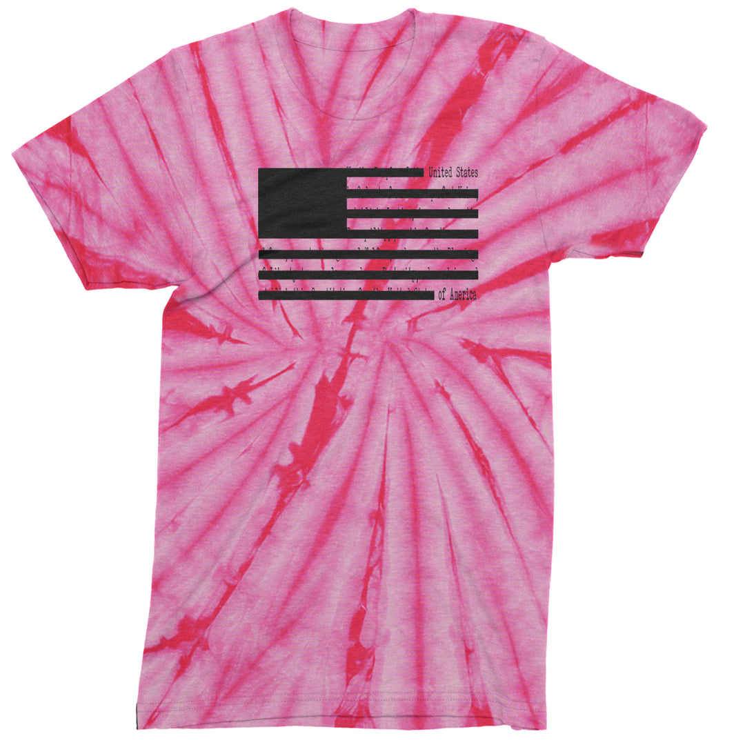 Redacted American Flag Mens T-shirt Tie-Dye Spider Pink
