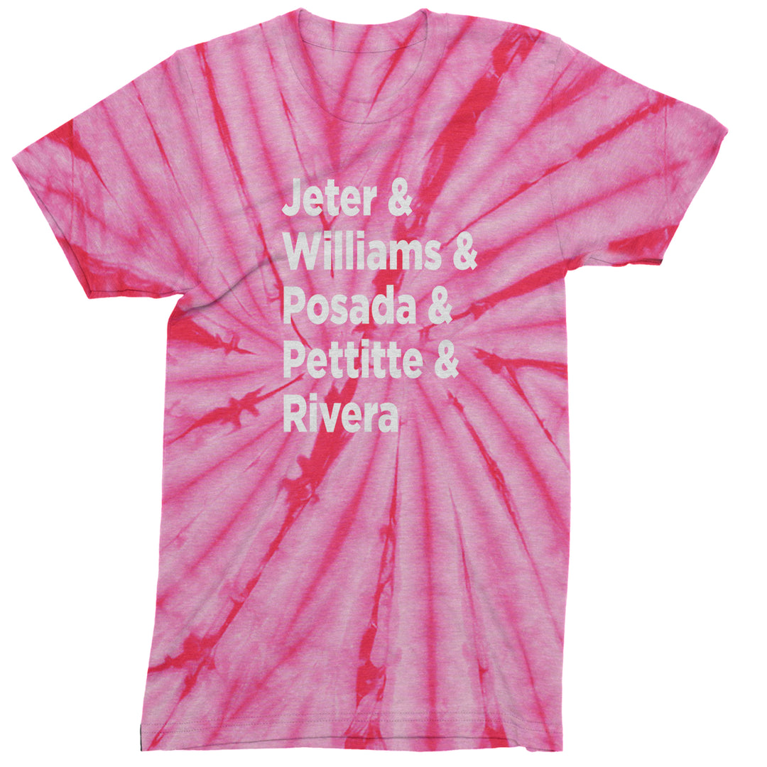 Jeter & Williams & Posada & Pettitte & Rivera Mens T-shirt Tie-Dye Spider Pink