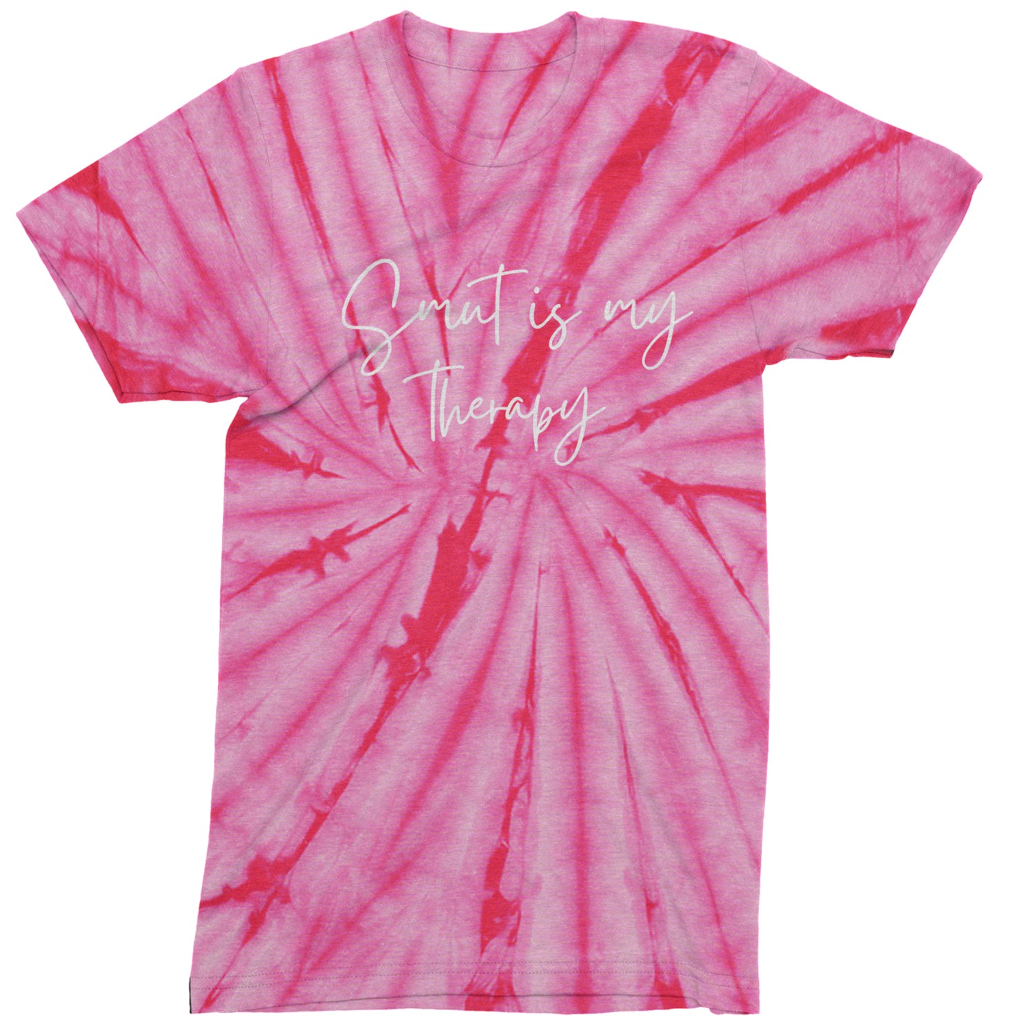 Smut Is My Therapy Romantasy Mens T-shirt Tie-Dye Spider Pink