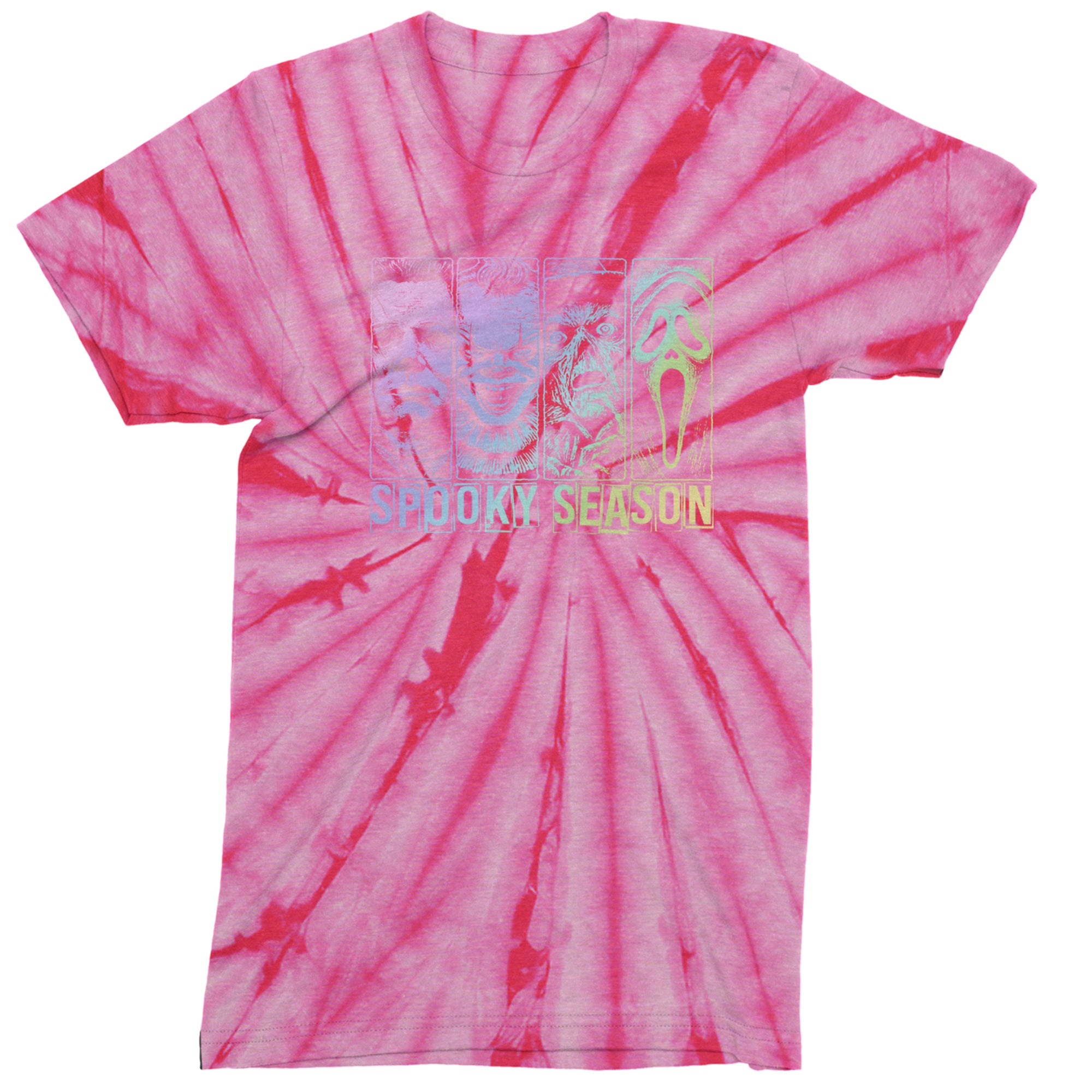 Spooky Season Horror Icons Halloween Mens T-shirt Tie-Dye Spider Pink