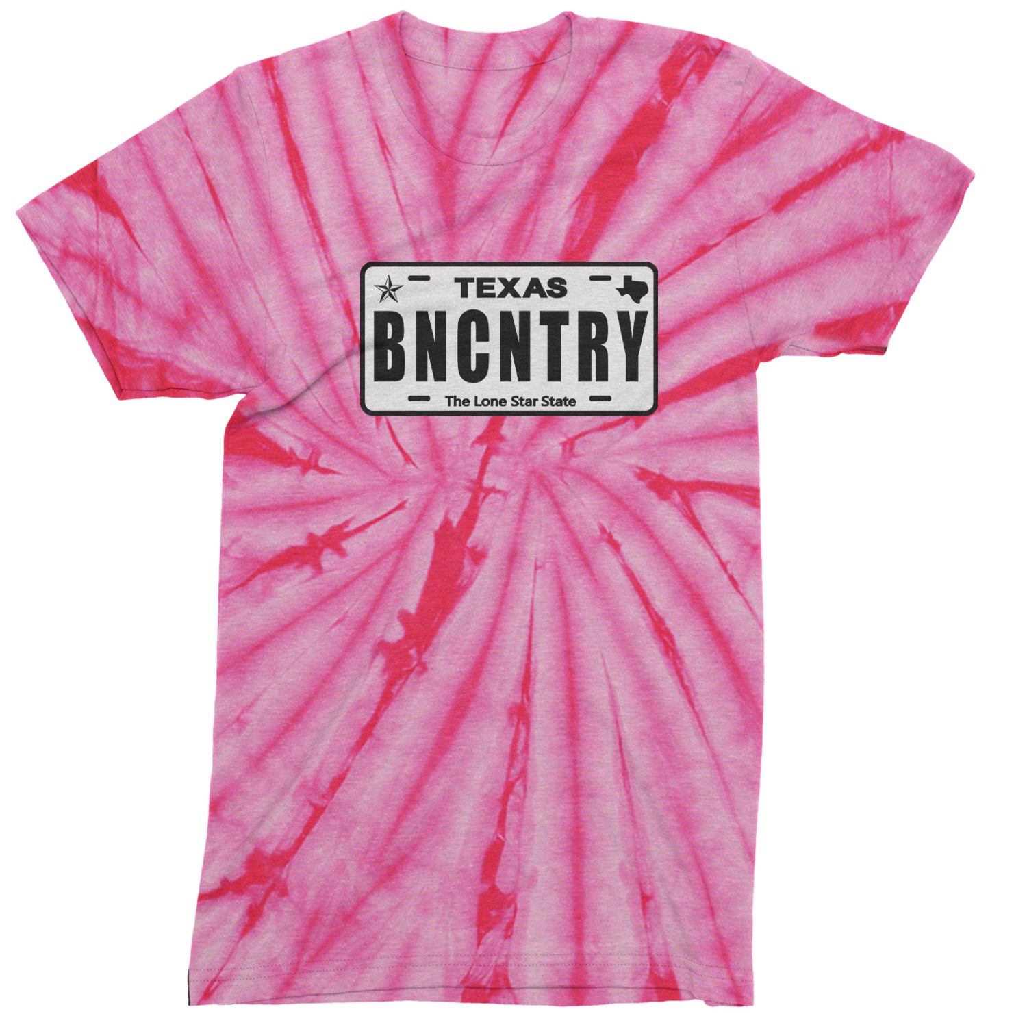 Texas License Plate BNCNTRY Youth-Sized Hoodie Tie-Dye Spider Pink