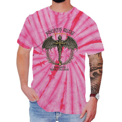 Fourth Wing Dragon Rider Vintage Basgiath War College Mens T-shirt Tie-Dye Spider Pink