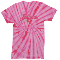 Mama Hot Pink Glitter Chenille Patch Men's T-shirt Tie-Dye Spider Pink