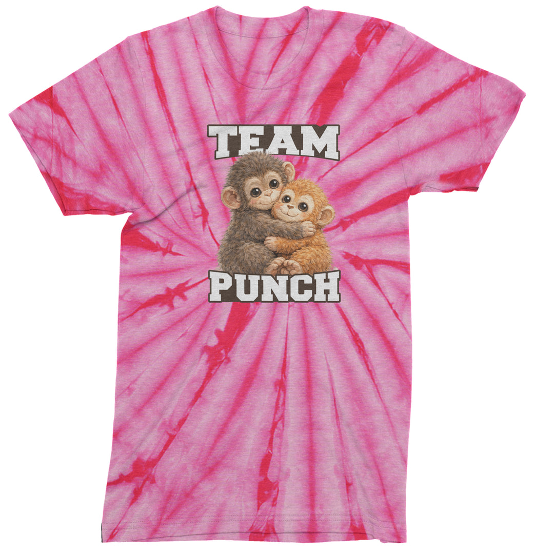 Team Punch Panchi-kun Monkey Mens T-shirt Tie-Dye Spider Pink