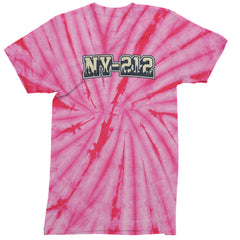 New York City 212 Area Code Skyline  Mens T-shirt Tie-Dye Spider Pink