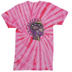 Psychedelic Cosmic Mushroom Head Men's T-shirt Tie-Dye Spider Pink