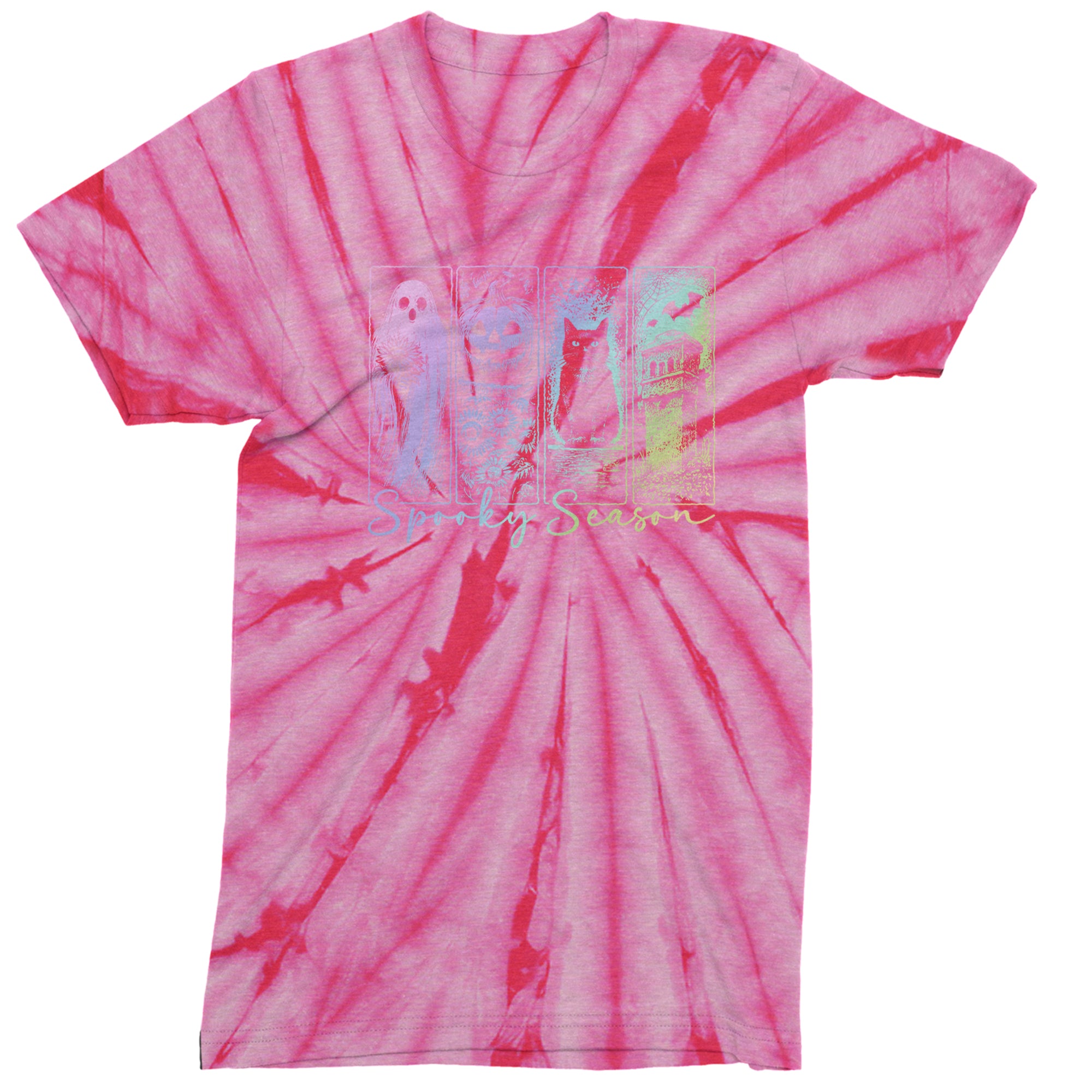 Spooky Season Cute Pastel Halloween Design Mens T-shirt Tie-Dye Spider Pink
