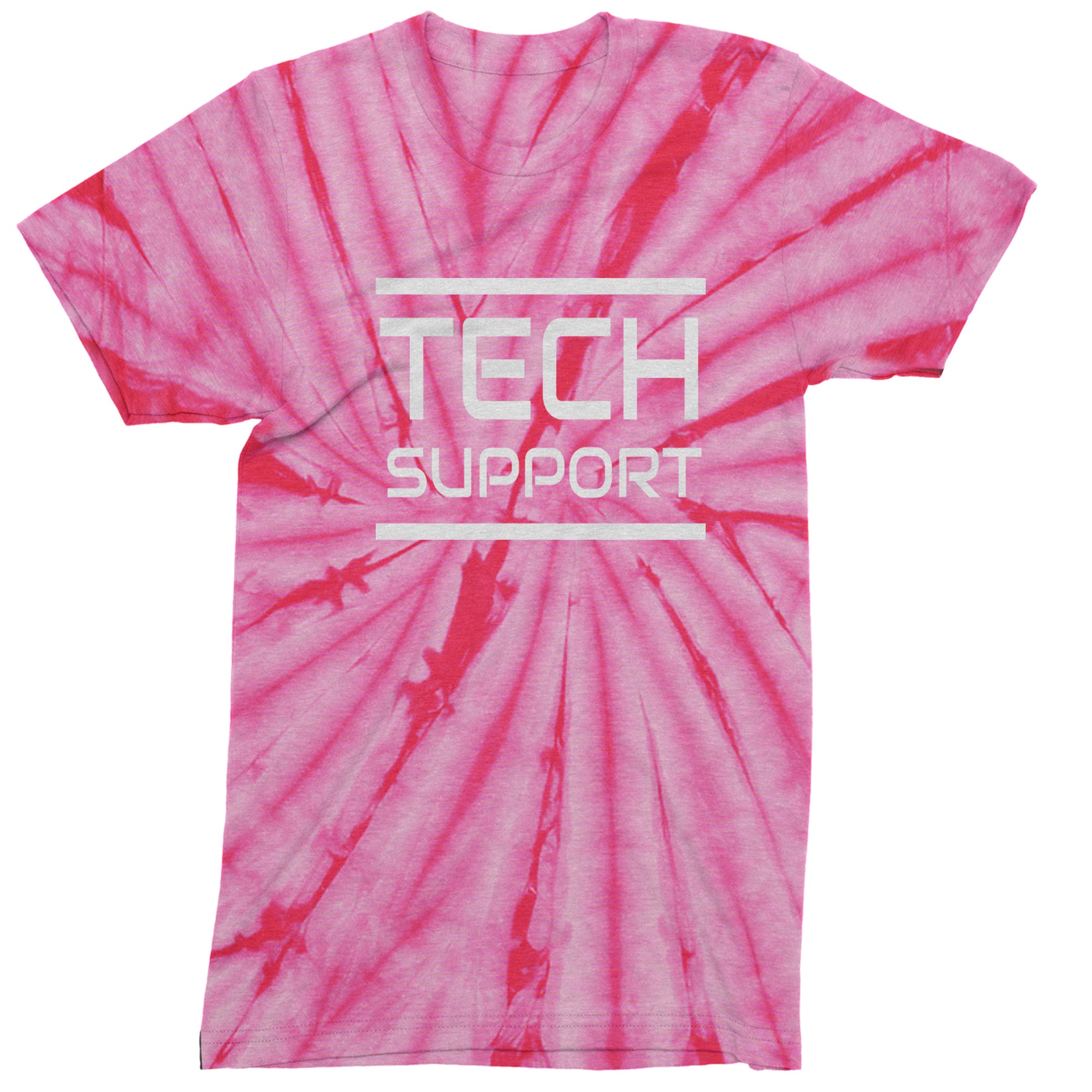 Tech Support Technologist IT Mens T-shirt Tie-Dye Spider Pink