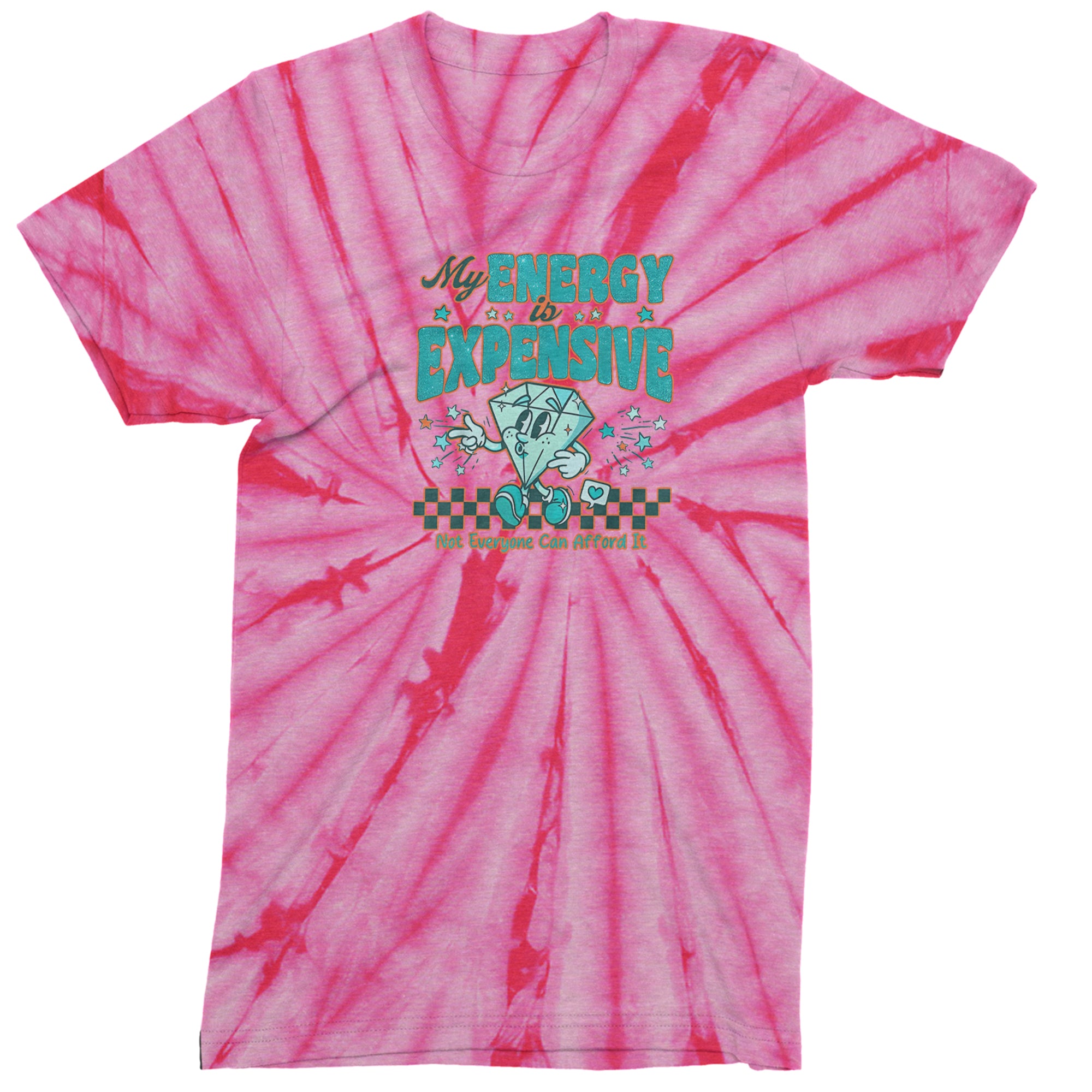 Diamond My Energy Is Expensive Mens T-shirt Tie-Dye Spider Pink