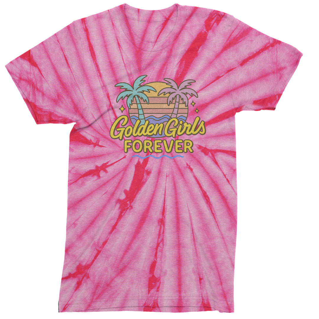 Golden Girls Forever Retro Sunset Mens T-shirt Tie-Dye Spider Pink