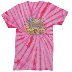 Golden Girls Forever Retro Sunset Mens T-shirt Tie-Dye Spider Pink