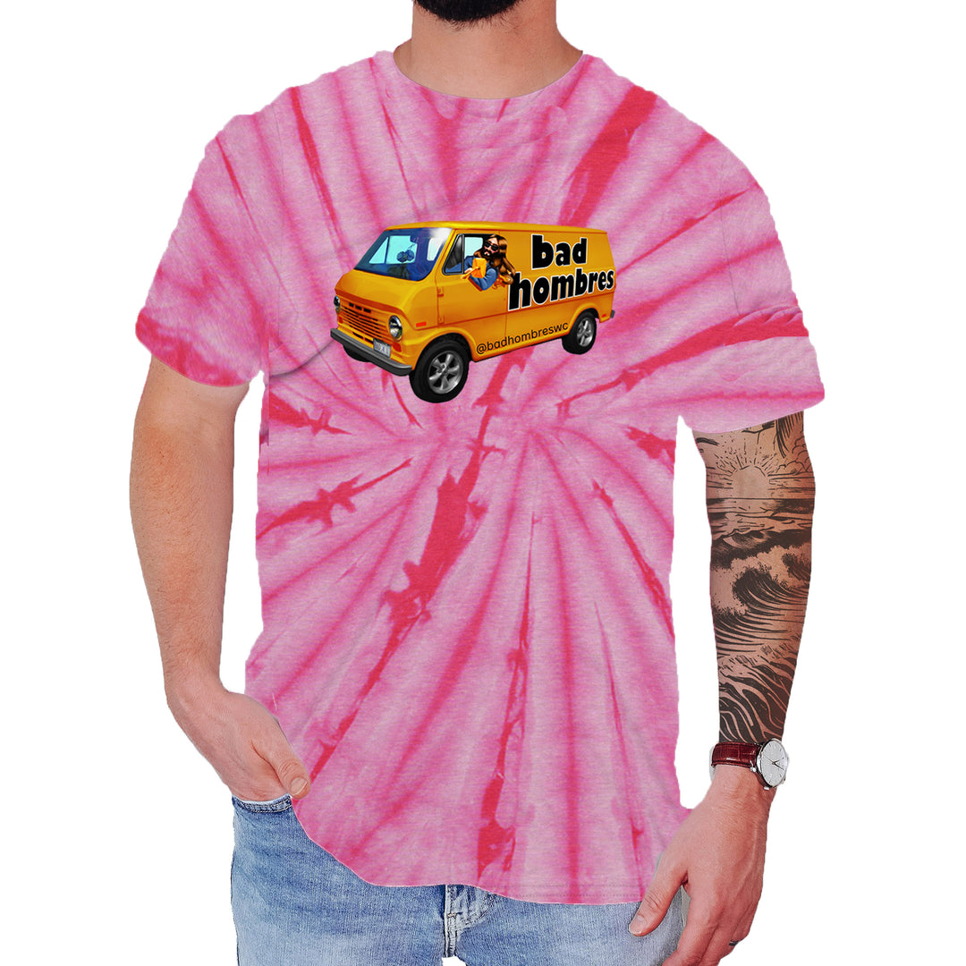 Bad Hombres Van West Chester Band Mens T-shirt Tie-Dye Spider Pink