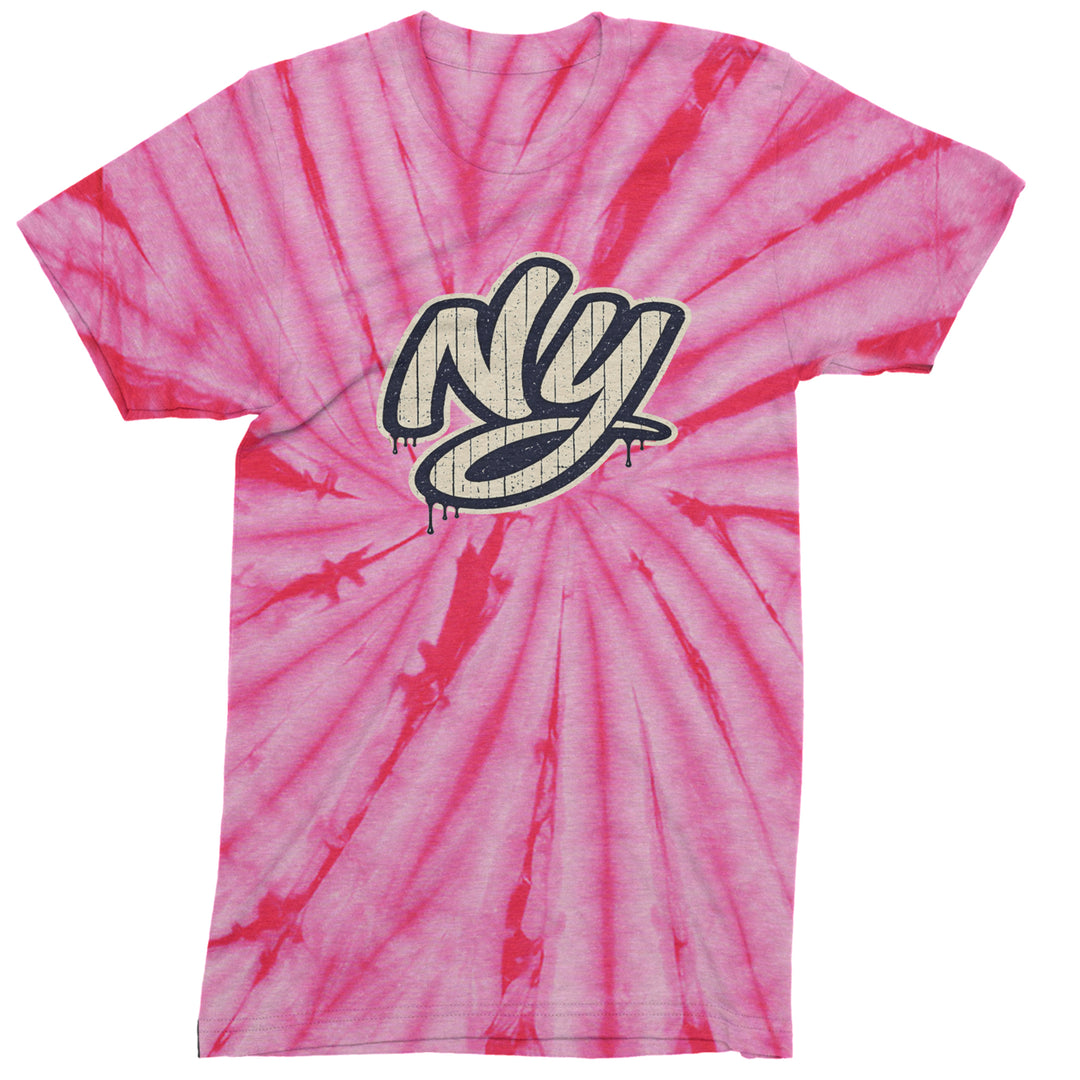 NYC New York City Grunge Street Mens T-shirt Tie-Dye Spider Pink