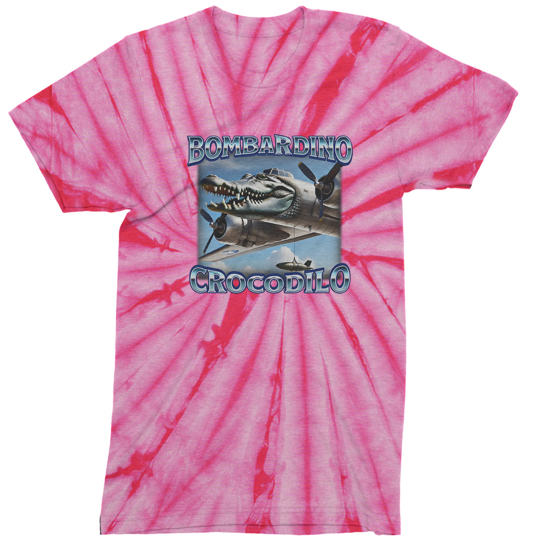 Bombardino Crocodilo Brainrot Men's T-shirt Tie-Dye Spider Pink
