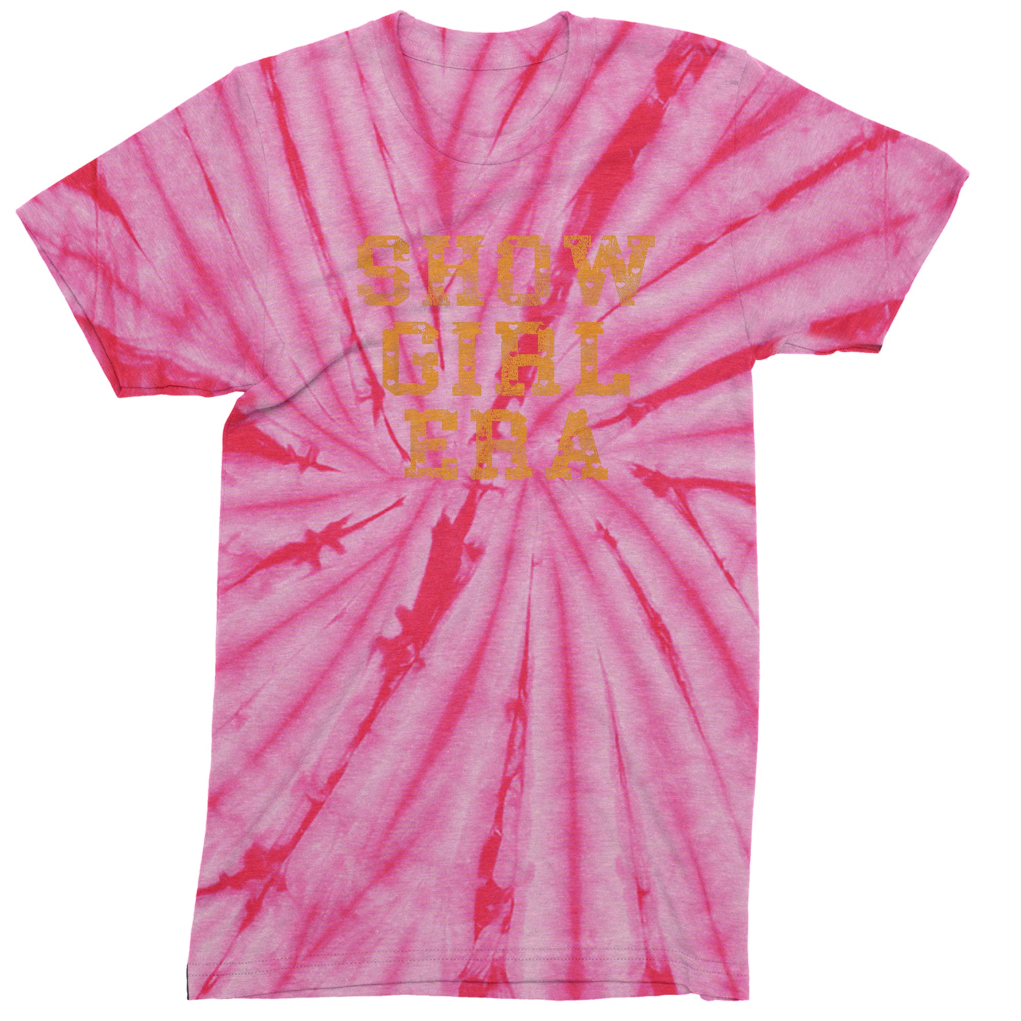 Vintage Showgirl Era Heart Mens T-shirt Tie-Dye Spider Pink