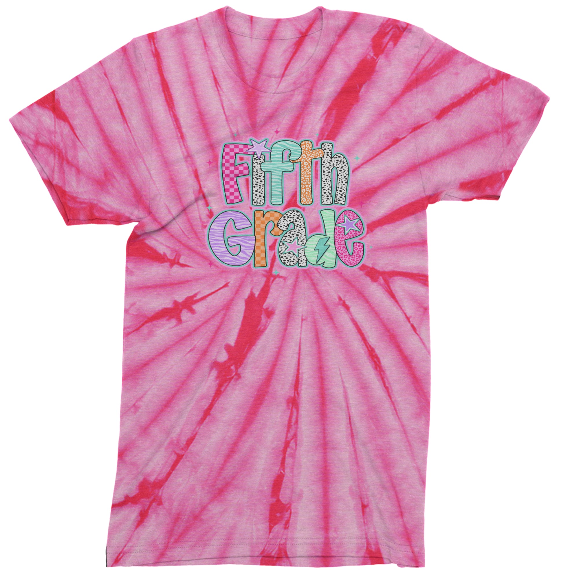 Fifth Grade Fly Colorful Back to School Men's T-shirt Tie-Dye Spider Pink