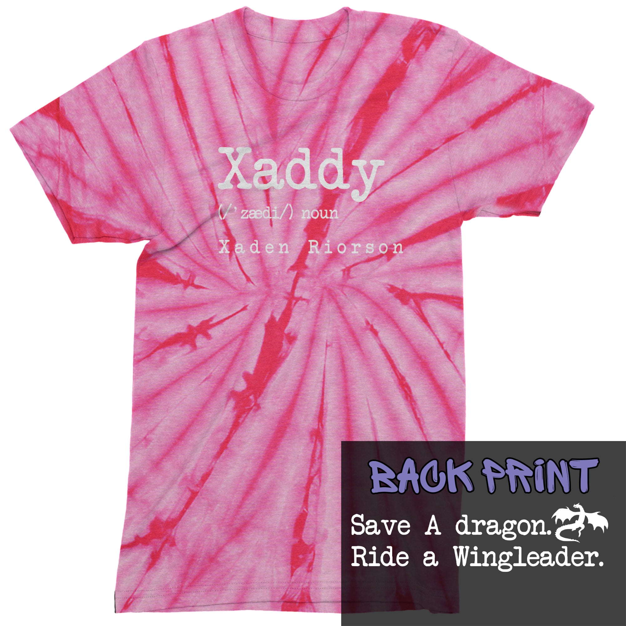 Xaddy Save A Dragon Ride A Wingleader Mens T-shirt Tie-Dye Spider Pink