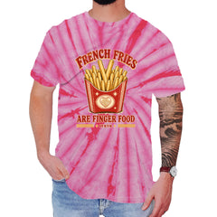 French Fries Are Finger Food IYKYK Mens T-shirt Tie-Dye Spider Pink