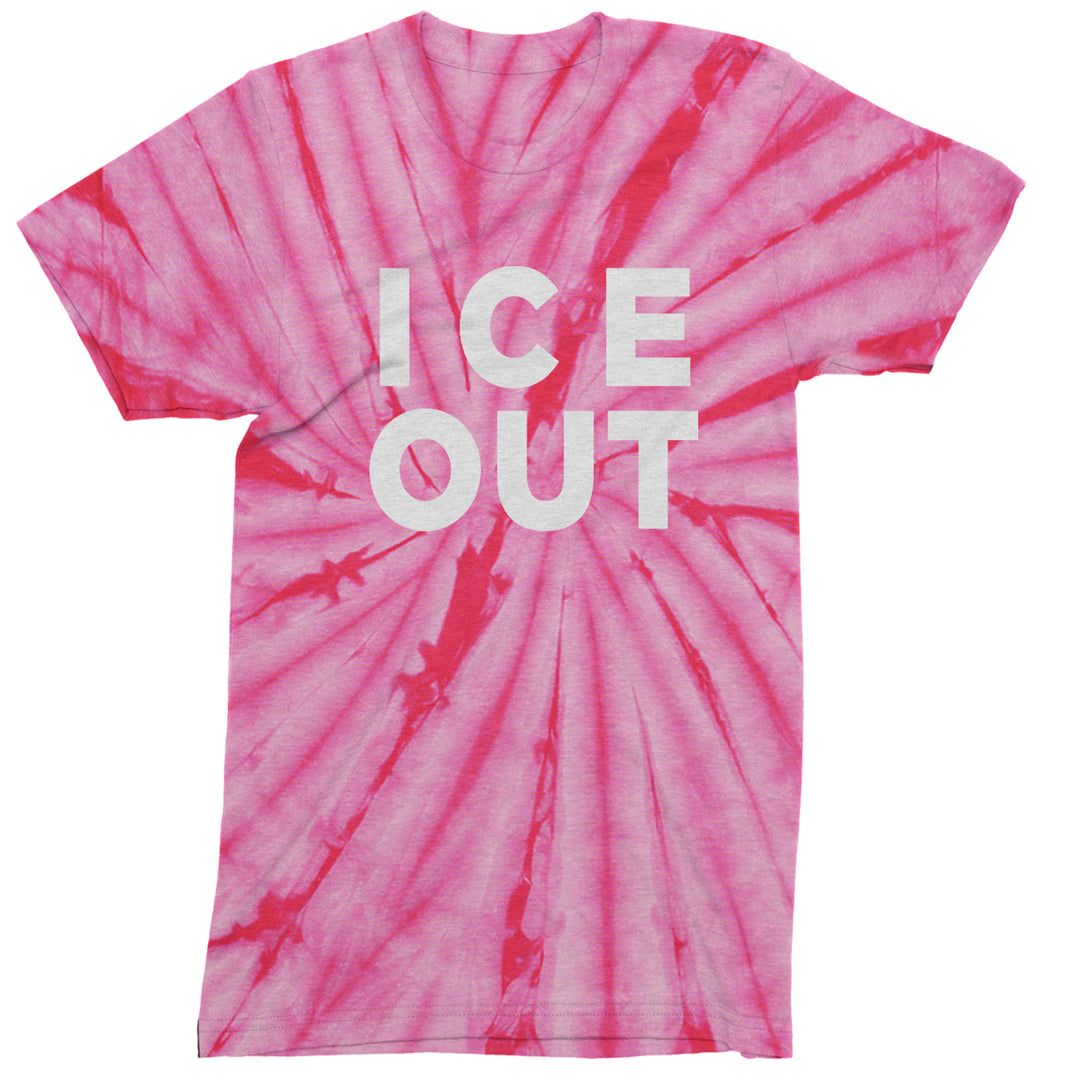 Ice Out Protest Mens T-shirt Tie-Dye Spider Pink