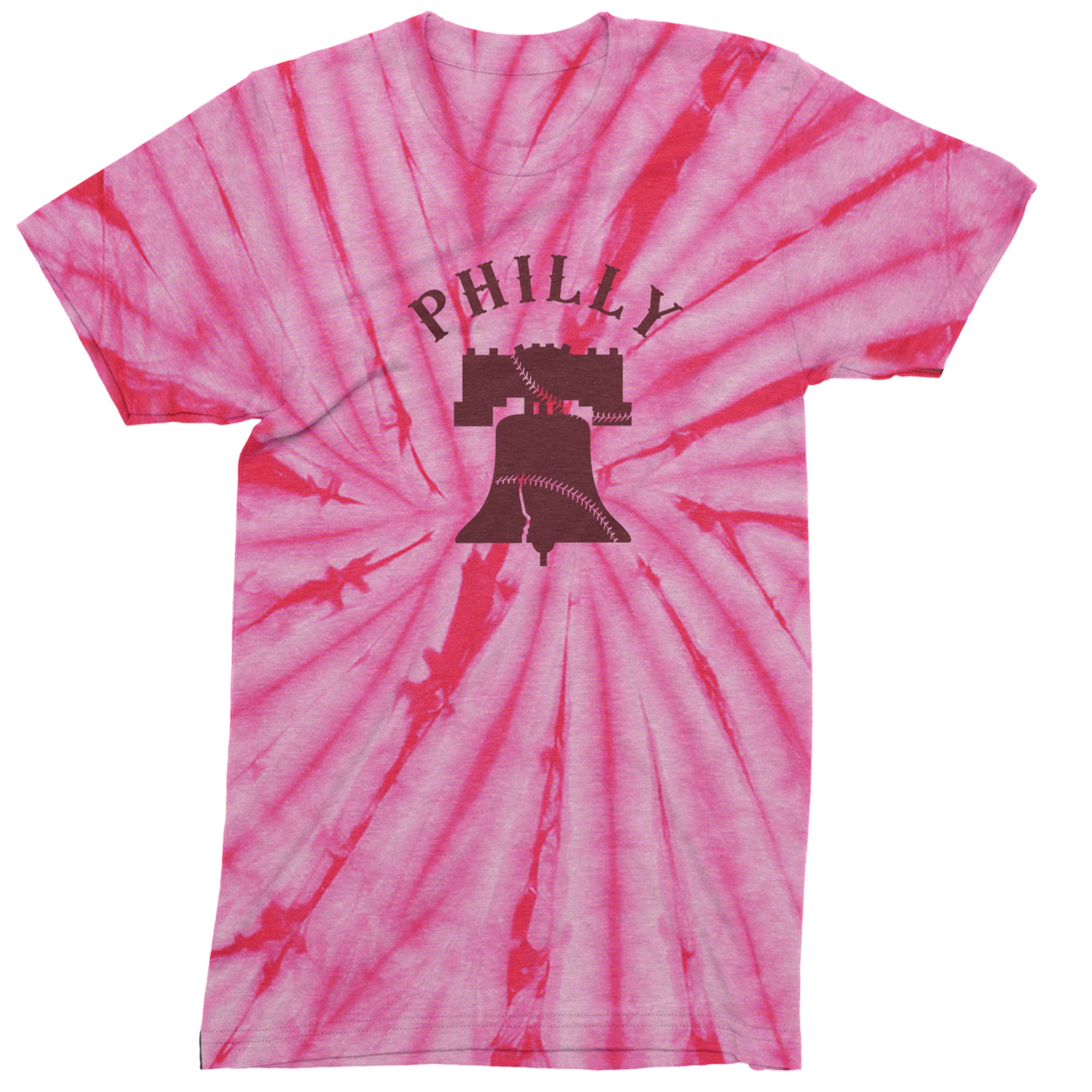 Philly Cracked Liberty Bell Men's T-shirt Tie-Dye Spider Pink