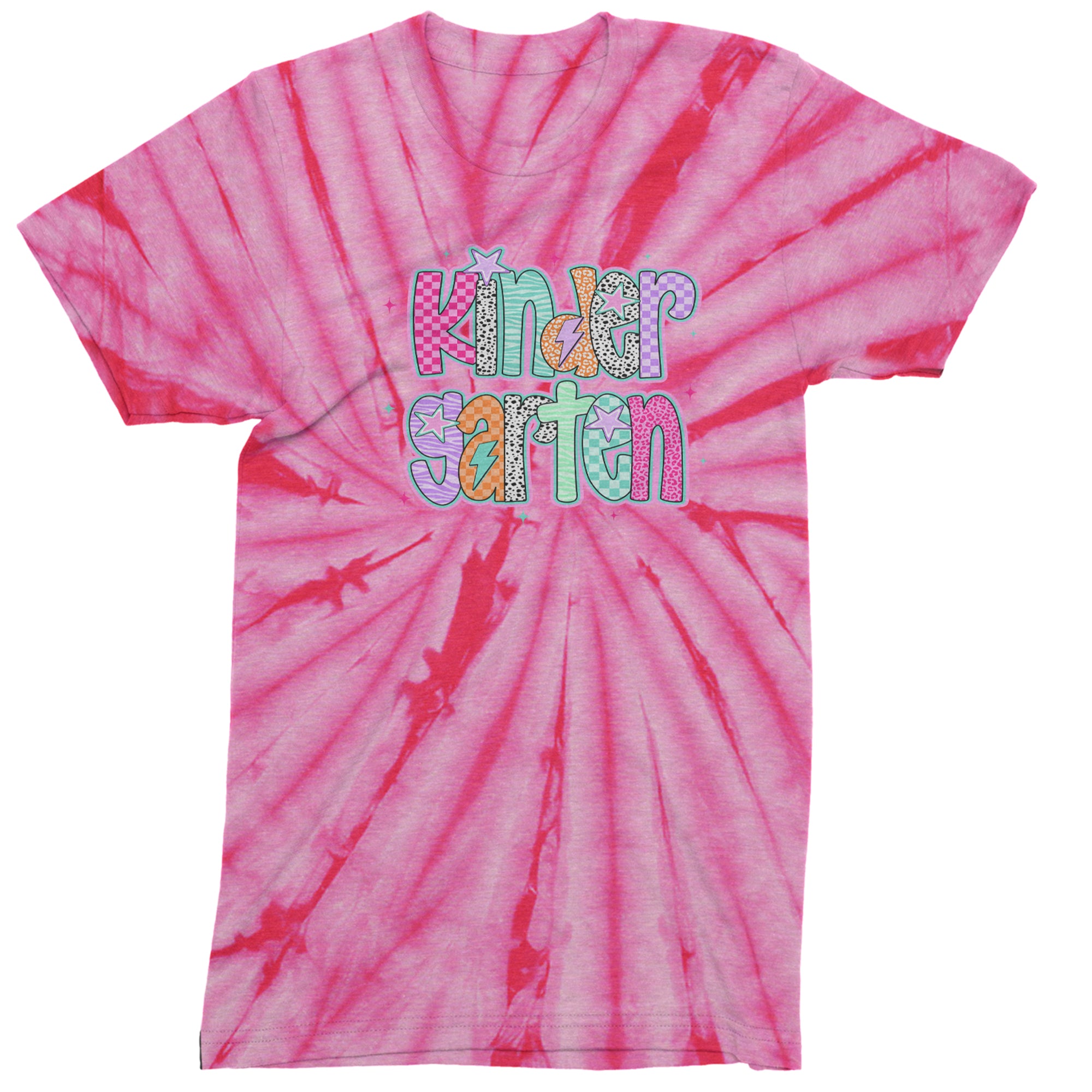 Kindergarten Cutie Colorful Back to School Men's T-shirt Tie-Dye Spider Pink