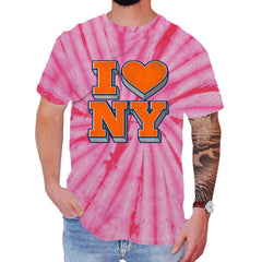New York City Pride Heart Mens T-shirt Tie-Dye Spider Pink