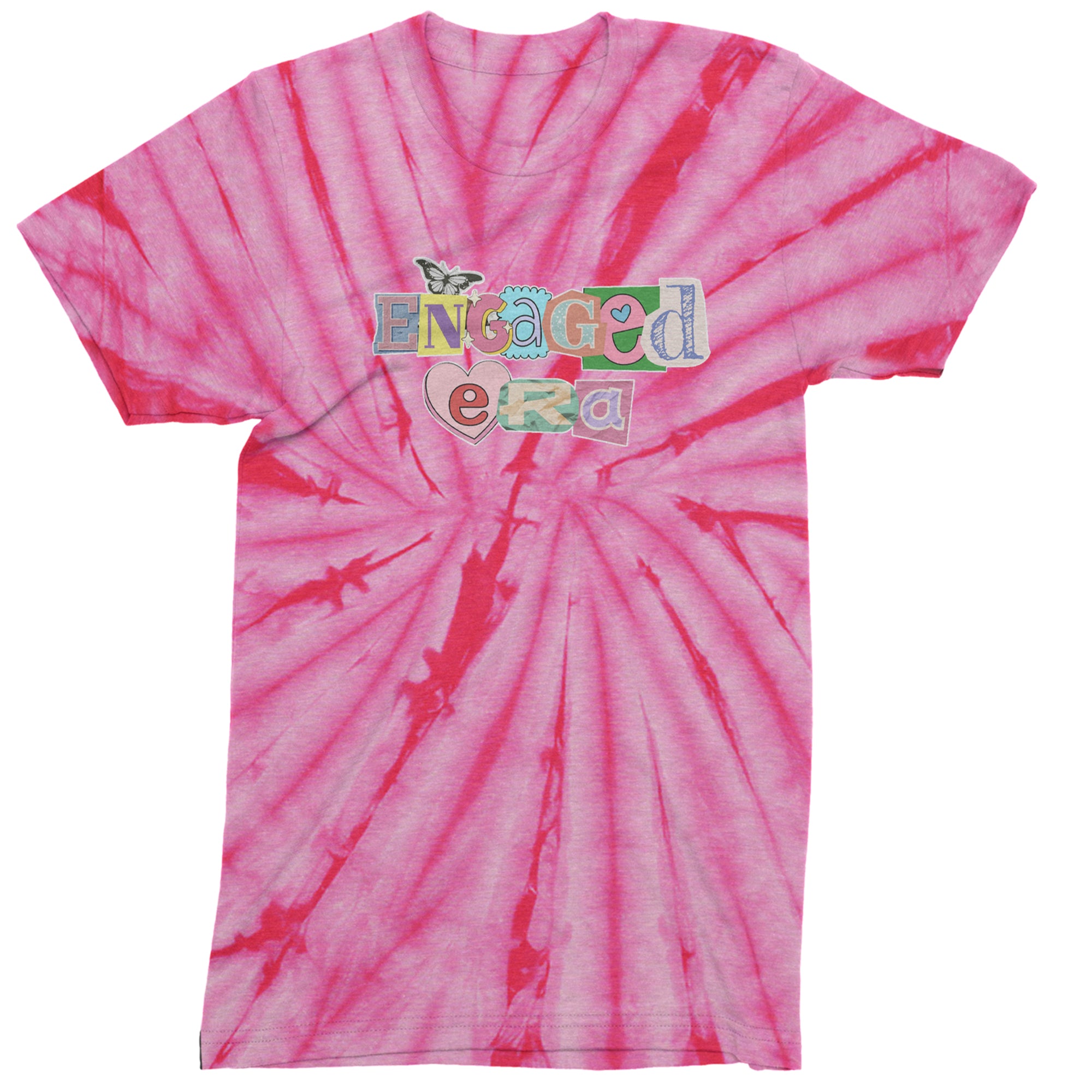 Engaged Era Aesthetic Retro Collage Design Mens T-shirt Tie-Dye Spider Pink
