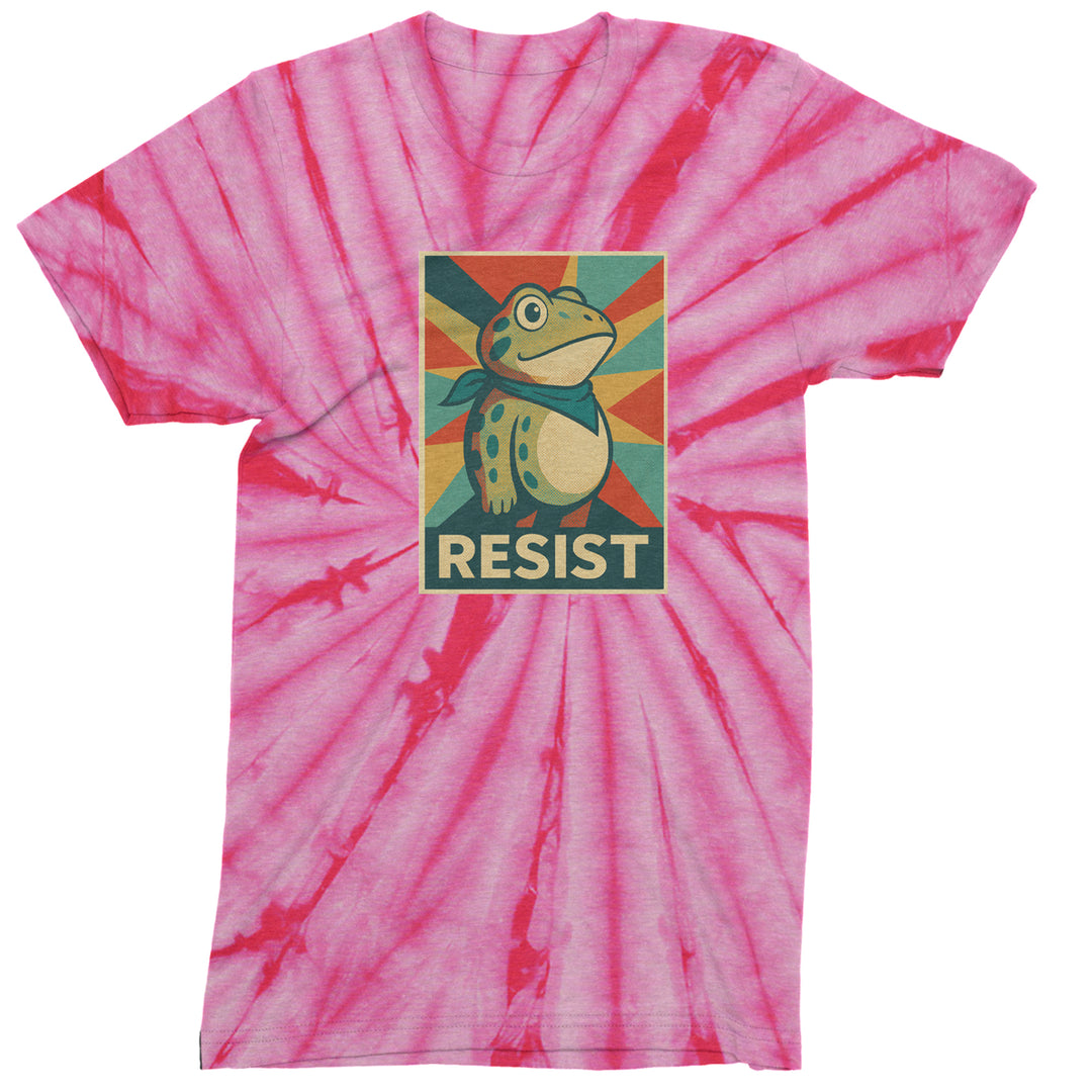 Resist Portland Protest Frog Mens T-shirt Tie-Dye Spider Pink