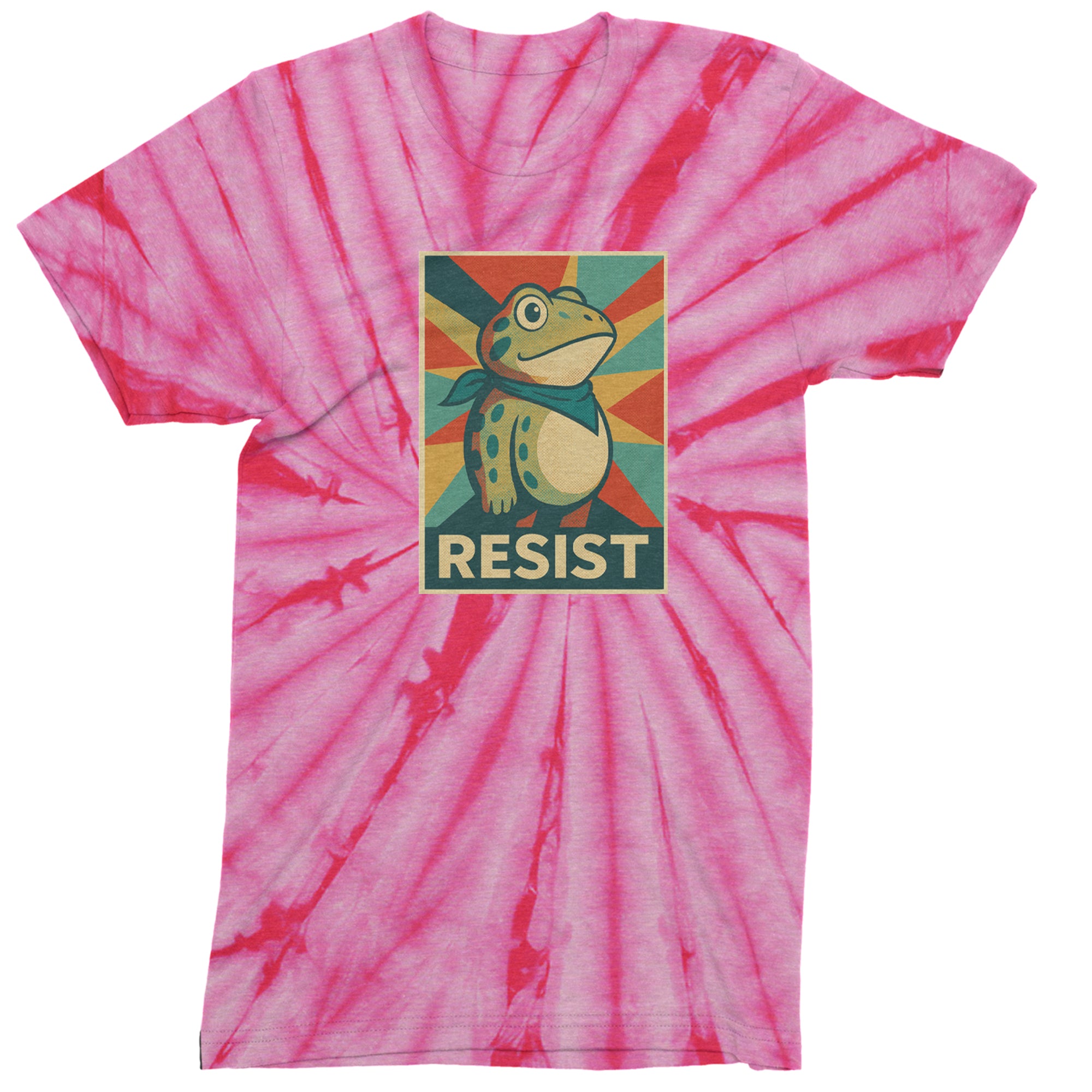 Resist Portland Protest Frog Mens T-shirt Tie-Dye Spider Pink