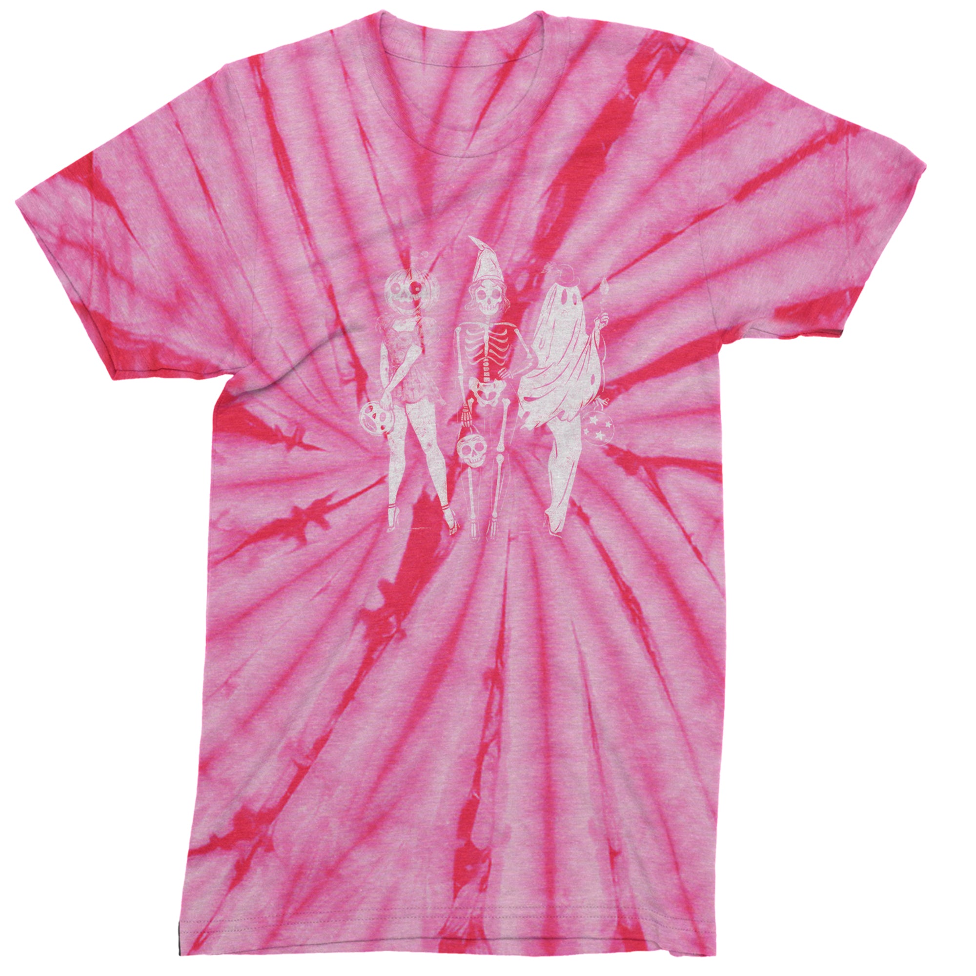 Vintage Spooky Squad Pinup Halloween Design Mens T-shirt Tie-Dye Spider Pink