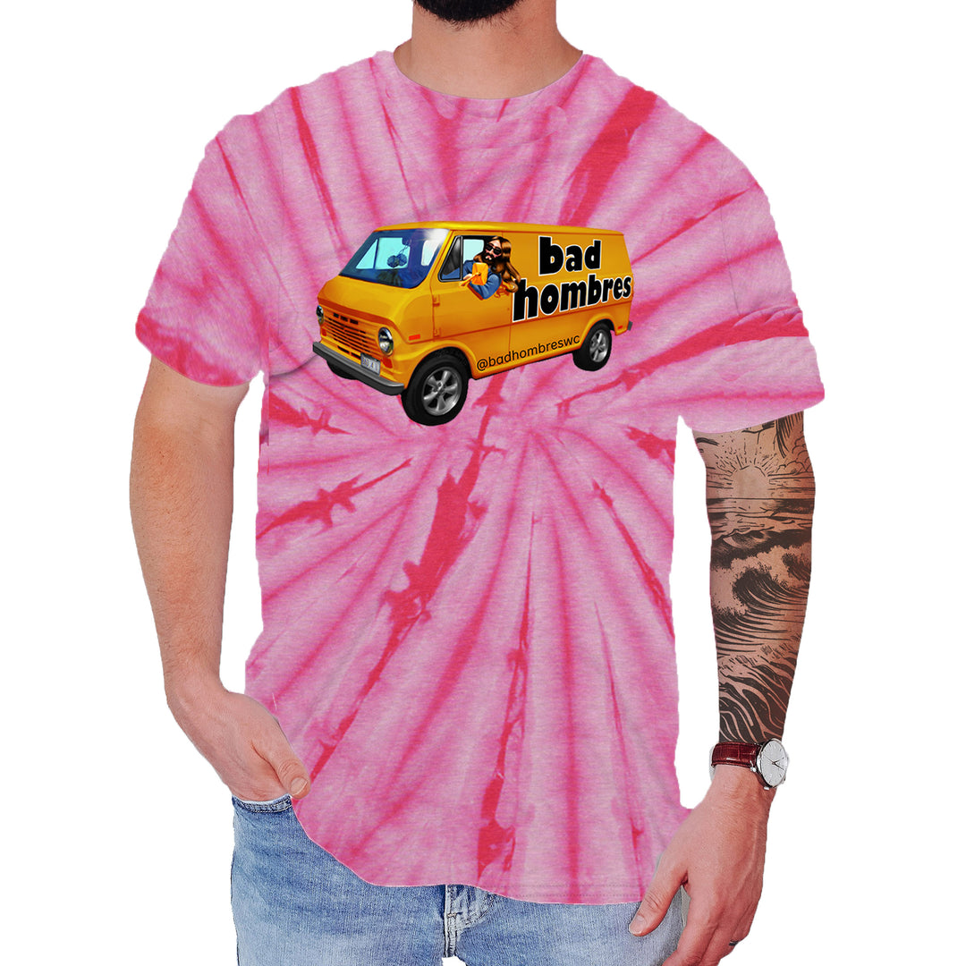Bad Hombres Van West Chester Band Mens T-shirt Tie-Dye Spider Pink