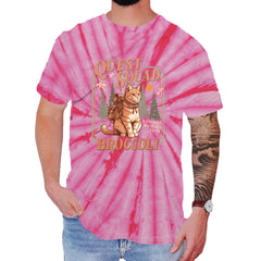 Quest Squad Broccoli Cat Fantasy Reader  Mens T-shirt Tie-Dye Spider Pink