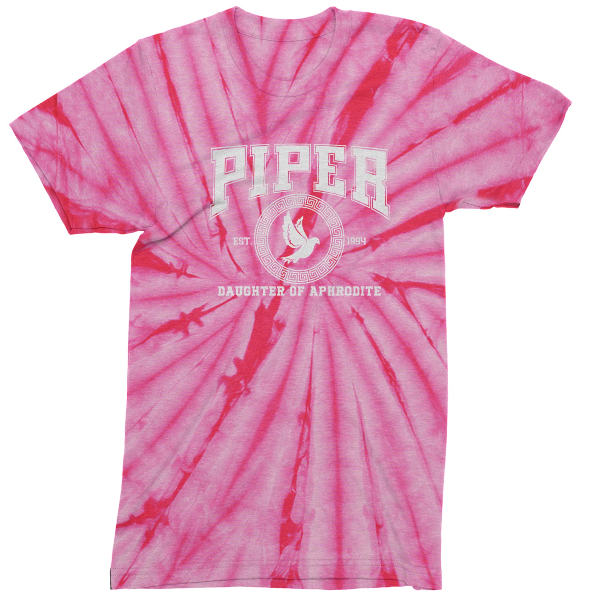 Piper Daughter of Aphrodite Rebel Heart Mens T-shirt Tie-Dye Spider Pink