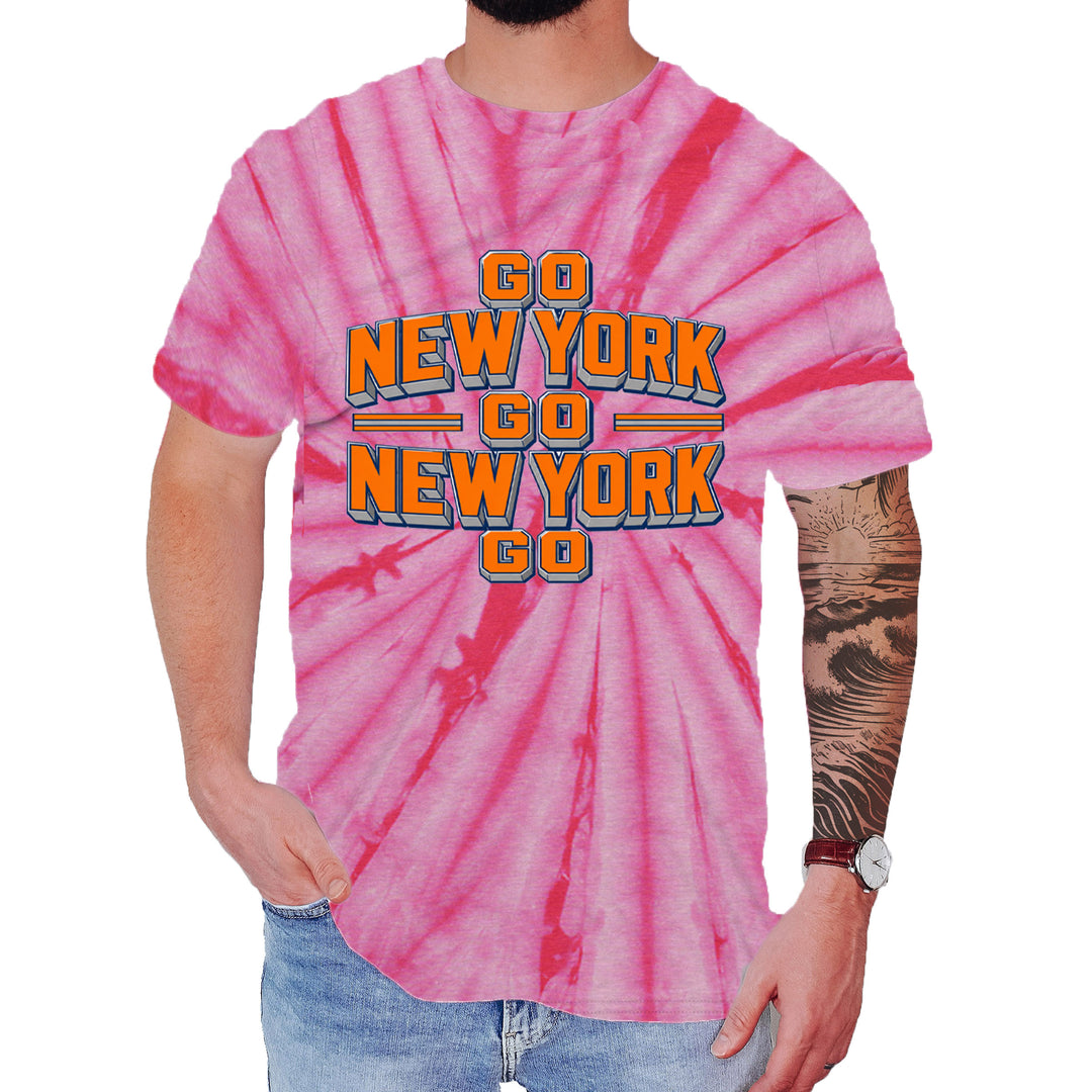 Go New York Go Basketball Mens T-shirt Tie-Dye Spider Pink